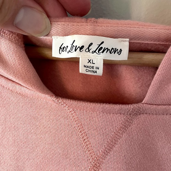 FOR LOVE & LEMONS Josie Cropped Sweatshirt in Coral Pink EUC SZ XL - Picture 6 of 16